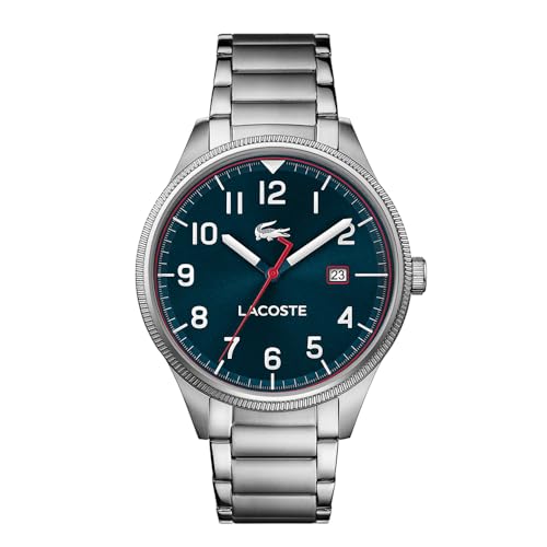 Lacoste Analog Quarzuhr für Herren Kollektion Continental mit Silbernes Edelstahlarmband - 2011022