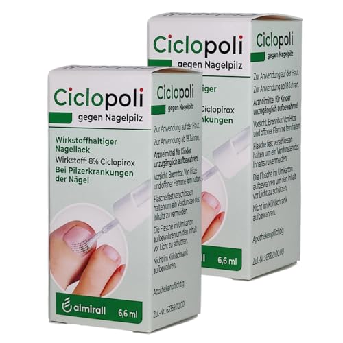 CICLOPOLI Stark gegen Nagelpilz I Sparset I Nagellack mit CICLOPIROX I einfache Anwendung I 1 x täglich I trocknet in 30 Sekunden I mit Pharma Perle give-away (Sparset 2 x 6,6 ml)