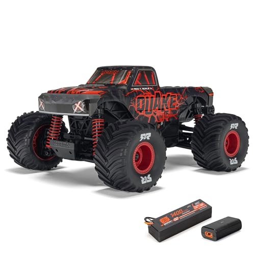 ARRMA RC Truck 1/16 Quake GROM 4X4 RTR Brushed Monster Truck (Akku & Ladegerät enthalten), Rot, ARA2137T1