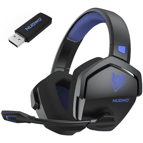 NUBWO G06 Dual Wireless Gaming Headset mit Mikrofon für PS5, PS4, PC, Mobile: 2.4 GHz Wireless + Bluetooth - 100 Stunden - 50mm -Treiber - Blau