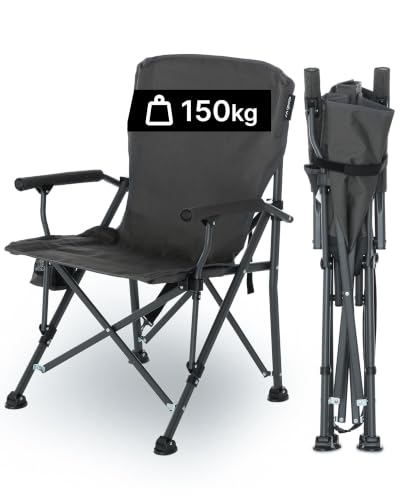 qeedo Campingstuhl faltbar – Klappstuhl bis 150 kg mit Getränkehalter