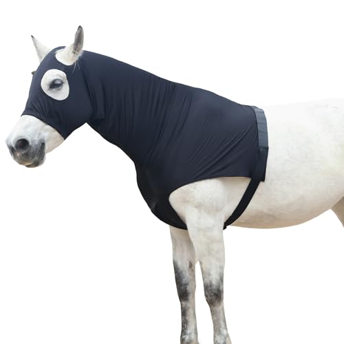 Gallopoff Halsteil Ekzem, Brustschutz Pferd Decke, Halsdecke Pferd, Schulterschutz für Pferde, Stretch Kapuze mit Reißverschluss und Vollgesicht Halsabdeckung