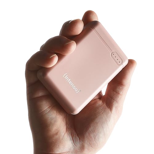 Intenso Powerbank XS10000 – 10.000 mAh – Kompakter externer Akku für iPhone, Smartphone, Tablet & Kamera, USB-C, USB-A, microUSB, Schnelles Laden, Rosé