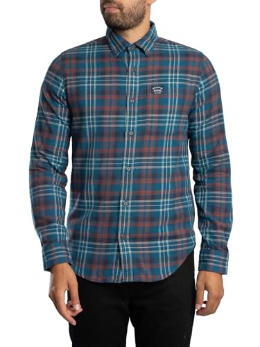 Superdry Herren Langärmliges Holzfällerhemd Aus Baumwolle, Logger Check Blue, XXL