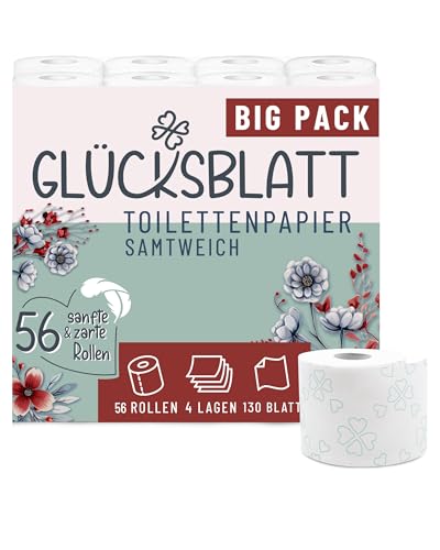 Glücksblatt Toilettenpapier samtweich 4-lagig, 56 Rollen mit Vanilleduft