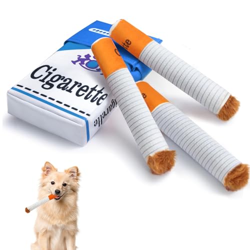 Wdmiya Lustiges Hundespielzeug-Zigarette Quietschend, Giggle Zigaretten-Förmiges Spielzeug, Plüsches Hundespielzeug für Kleine und Große Hunde, Interaktives Welpenspielzeug (Blau)