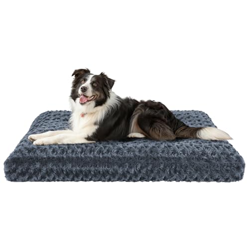 Homaxy Hundebett Grosse Hunde, Flauschig orthopädisches Hundematte Hundekissen waschbar Hundebetten mit rutschfest Unterseite für Große Hunde, 89x59x8cm, Dunkelgrau