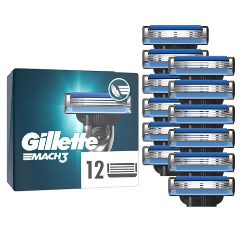 Gillette Mach3 Rasierklingen für Männer, 12 Original Gillette Ersatzklingen, Klingen für Herren mit Gleitstreifen für ein sanftes Gleiten und Klingenbeschichtung