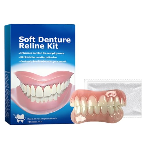 Zahnprothese, Reline Denture Set, Silikon Zahnprothese Set, Zahnersatz Prothese Komplett, Prothesen Unterfütterung Gebiss, Kosmetische Zähne Temporäre Prothesen für Eine Schnelle Orale Verschönerung