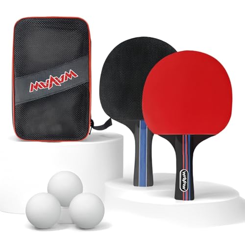Ping Pong-Schläger Set mit Bällen, Tischtennis Schläger Set, Trainings und Freizeit-Schläger Kit Tischtennis-Schläger & Spiel Zubehör für Indoor oder Outdoor