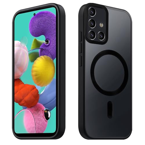Tawarror Magnetische für Samsung Galaxy A71 Hülle, Matt Transluzente Handyhülle für Samsung A71 PC Rückseite Kratzfest TPU Fallschutz Stoßfest Anti-Fingerabdruck Matte Schutzhülle, Schwarz
