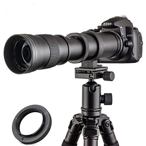 JINTU Teleobjektiv 420-800mm, F Objektiv für Nikon DSLR, Manueller Fokus MF Zoom Objektiv für Nikon D5600 D5100 D5200 D5500 D7100 D7200 D7500 D850 D750 D850 D650 D810 D3000 D3100 D3200 D3500 D90 D80