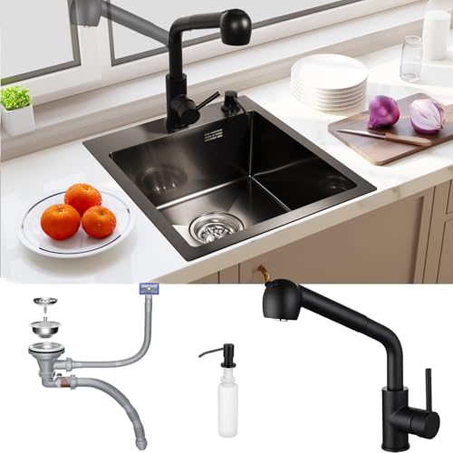 Buyfun 304(V2A) Edelstahl Küche Spülbecken Set 40x45cm Nano-Beschichtung