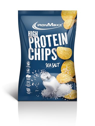 IronMaxx High Protein Chips – Sea Salt 60g | Low Carb, Glutenfrei & Zuckerarm | Knuspriger Eiweiß-Snack