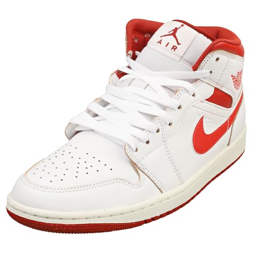 Nike Air Jordan 1 Mid SE modische Herren-Sneaker, Weiß/Rot, Größe 40, White Lobster Dune Red Sail 160, 42 EU