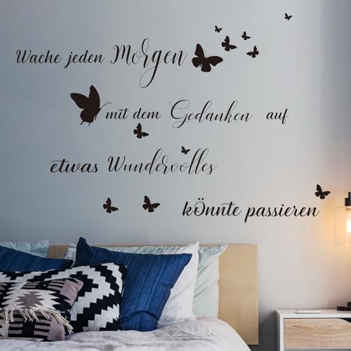 wondever Wandtattoo Sprüche und Zitate Schwarz Wache jeden Morgen mit dem Gedanken auf etwas wondervolles Wandaufkleber Inspirierende Wandsticker Wanddeko für Schlafzimmer Wohnzimmer