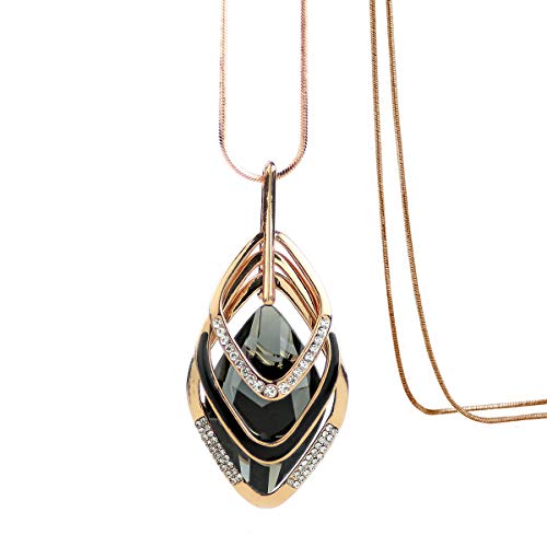 Mecool Triple Layer Anhänger Halskette Lange Anweisung Anhänger Halskette Lange Pullover Kette-Rhombus Anhänger