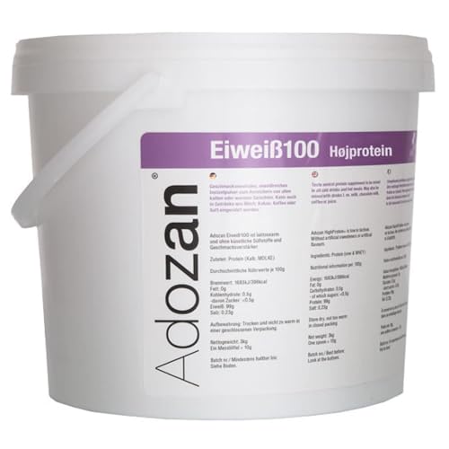 Adozan Eiweiß 100 | 99% Whey Isolate/Rind Protein Pulver auf 100g | Neutral, Ohne Zucker & Fett | Leicht Löslich, Geschmacksneutral Eiweißpulver für Diät, Bariatrische Ernährung & Regeneration | 3kg