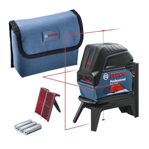 Bosch Professional Kreuzlinienlaser GCL 2-15 mit Halterung, 3x AA Batterien, Zieltafel, Schutztasche, Einlage für L-BOXX, Karton (Arbeitsbereich: 15m)