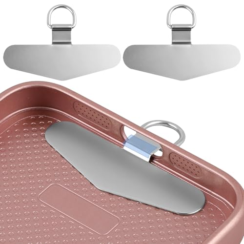 Hopton 2 Stück Handykette Halterung, Edelstahl Ultradünne Handy Kette UniversalPads mit Metallring, Multifunktionale Handyband Halterung zum Umhängen Smartphones