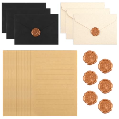 32 Stück Briefpapier mit Umschlag Set,Vintage Liebesbrief Papier mit Linien