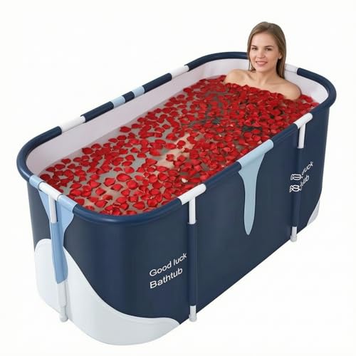 Spalivivre Tragbare Badewanne 140x60x55cm, Faltbare Badewanne Für Erwachsene Mit 6-Schicht Isolierung, Einweichbadewanne Aus Kunststoff Und Silikon, Spa-Wanne Für Badezimmer, Duschkabine Und Balkon