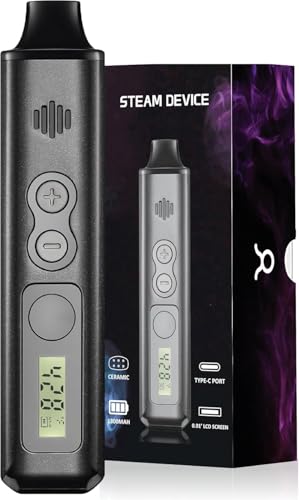 Vaporiser Cannabis IOUQ GeminiKit weed vaporiser herbs with LCD display, precise temperature control, compact size for on the go vaporiser (Smooth Black)