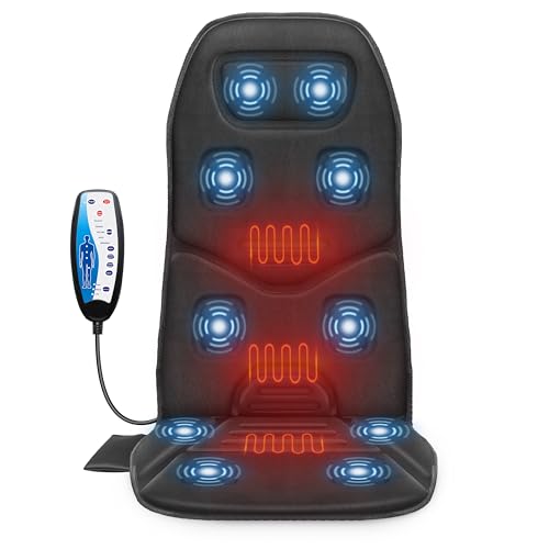 COMFIER Massagesitzauflage, Rückenmassagegerät mit Wärme, 10 Vibrationsmotoren Massageauflage mit Vibration für Rücken und Nacken,Stuhlmassagegerät für Büro/Haus