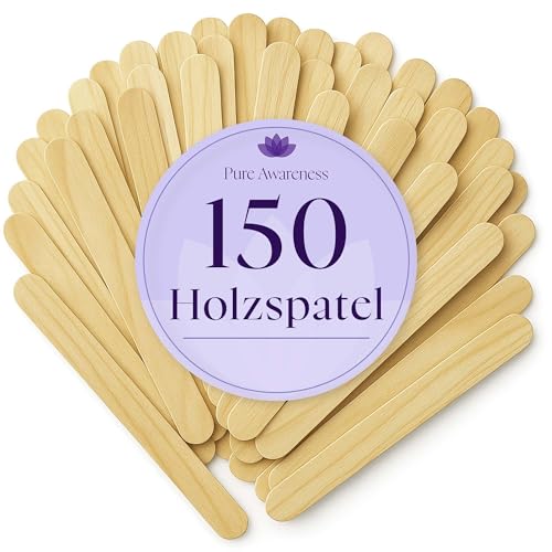 150 Holzspatel – Einweg Spatel für Waxing, Warmwachs & Sugaring – Holzstäbchen für Haarentfernung, Kosmetik & Tattoo Zubehör – Breite Eisstiele Holz zum Basteln, DIY, Pouring & Studio Anwendungen