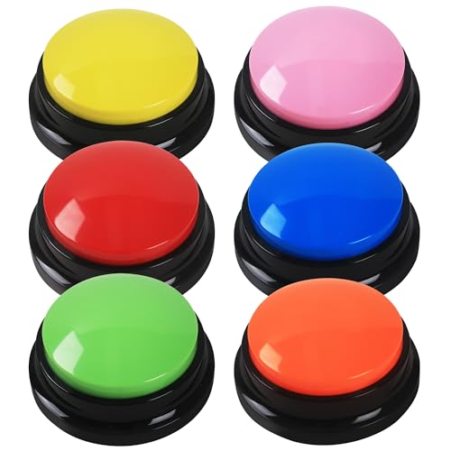 DUBUOZA 6 Stück Buzzer mit Aufnahmefunktion,Haustier Talking Training Antwort Buzzer 30 Sekunden Aufnahme,Hund Intelligenzspielzeug Geeignet für die Ausbildung von Haustieren