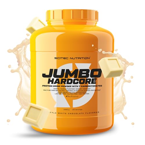 Scitec Nutrition Jumbo Hardcore, High Protein Weight Gainer mit Amino Select Matrix, Superfoods, Creatin und mit 7 Kohlenhydraten, gluten- und laktosefrei, 3060 g, Krokant-Weiße Schokolade