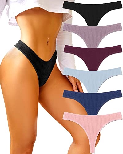 BeReady 6er Pack String Tanga Damen Set Baumwoll Unterhosen Sexy Unterwäsche für Frau Sexy Slip for Women Dessous Thong Panties Mehrpack S-XL
