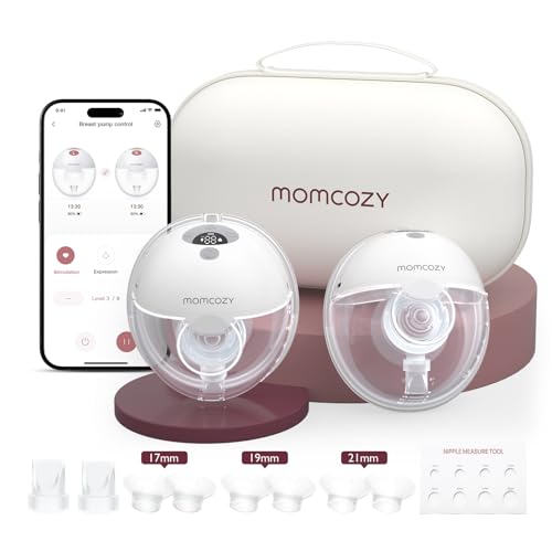 Momcozy M5Smart Milchpumpe Elektrische, handsfree App-steuerbar 2 Pack Grau