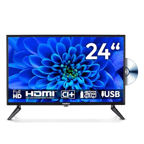 MEDION 59,9 cm (24 Zoll) Full HD Fernseher (integrierter DVD-Player, perfekt für Camping Wohnmobil LKW Garten, 12V KFZ Car-Adapter, Triple Tuner Receiver, HDMI, USB, MD 824001)