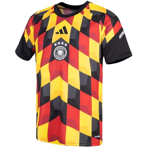 adidas DFB Germany Deutschland Prematch Trikot Jersey (DE/NL/SE/PL, Alphanumerisch, M, Regular, Regular, Black/red/Yellow)