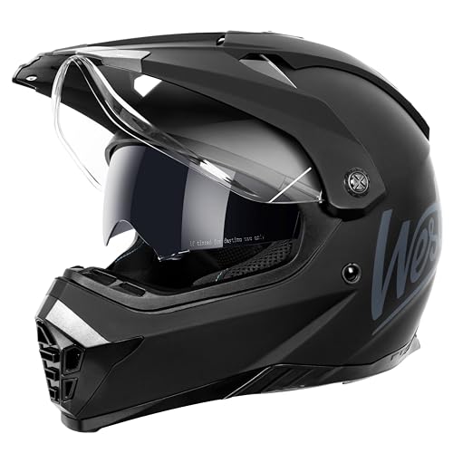 Westt Motocross Helm Integralhelm Motorradhelm ECE 22.06 geprüft – Enduro Helm mit Visier und Sonnenlende für Herren & Damen – Robuste ABS-Schale, Waschbares Innenfutter– ideal für Enduro, Stadt, MTB