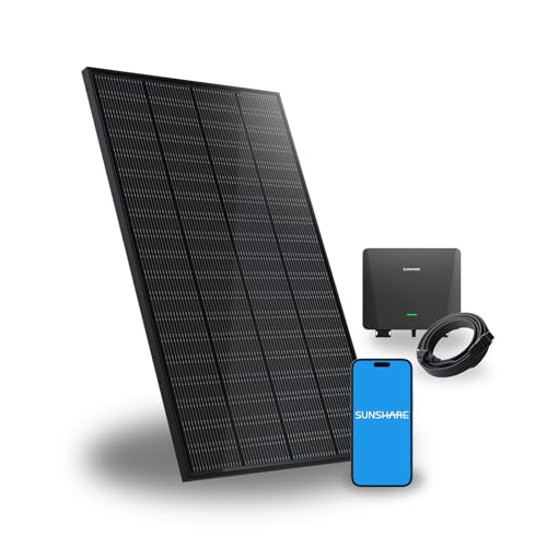SUNSHARE Ray 200W Balkonkraftwerk ohne Halterung – Flexibles DIY Solaranlage Komplettset – 800W Wechselrichter + 1x 200W Solarpanel – Plug & Play – Balkonkraftwerk Steckdose – inkl. Kabel