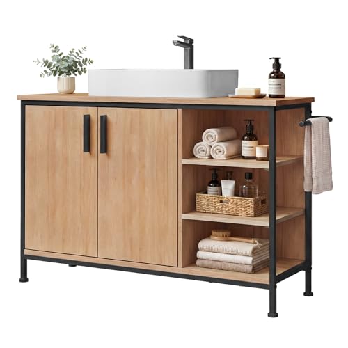 EUGAD Waschbeckenunterschrank, mit Schubladen, Handtuchhalter, 30x90x60 cm