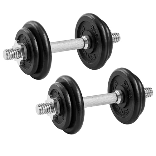 SONGMICS Hanteln, Hantelset aus Gusseisen, Kurzhanteln, 2 x 10 kg, verstellbar, Workout, Fitnesstraining, Gewichtheben für Zuhause, Fitnessstudio, tintenschwarz SYL20T