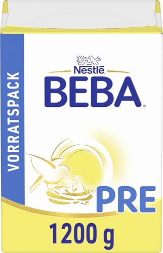 BEBA PRE - Anfangsmilch von Geburt an, Nur Laktose, Ohne Palmöl, Ohne Fischöl, Babynahrung, Baby-Milchpulver, Vorratspack 1er Pack (à 2 x 600g)