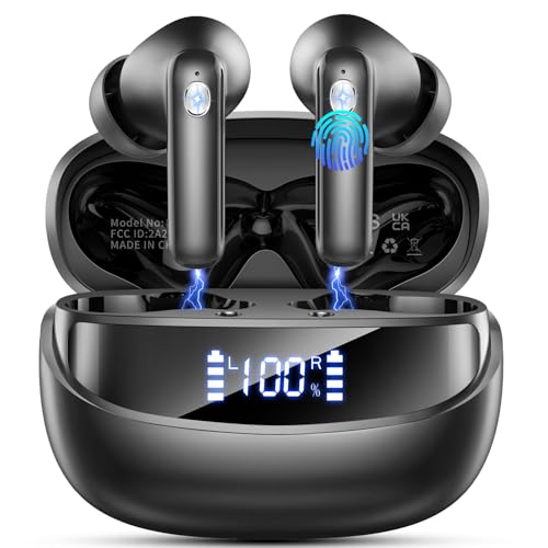 Bluetooth Kopfhörer, 2026 Kopfhörer Kabellos Bluetooth 5.4, 50 Std Spielzeit In Ear Kopfhörer mit 4 ENC Noise Cancelling Mics, IP7 Wasserdicht Kabellose Kopfhörer HiFi Stereo, Ohrhörer mit LED-Anzeige