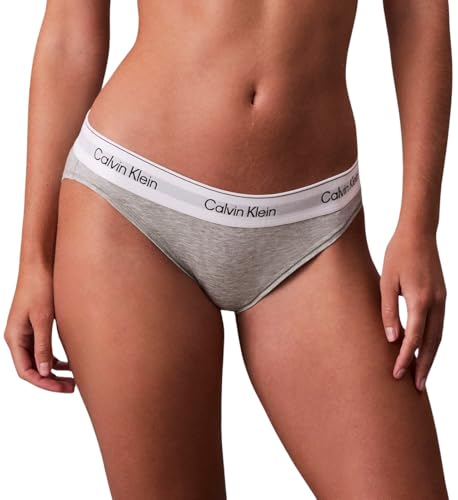 Calvin Klein Damen Slip Bikini Form mit Logobund, Grau (Grey Heather), M