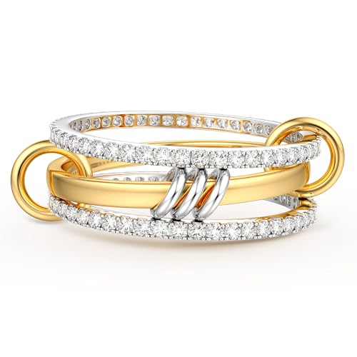 Dochais Gold Silber Ring Damen 18k Vergoldete Wasserfest Goldene Ringe Set Stapelbar Verlobungsring Eheringe Statement Daumenring Fingerring Hypoallergene für Frauen Herren Schmuck Größe 52-65