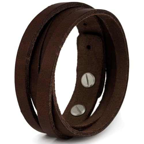 Simaru Lederarmband Herren aus Premium Leder Made in Germany, Männer Armband größenverstellbar in schwarz, braun oder Hellbraun (Braun)