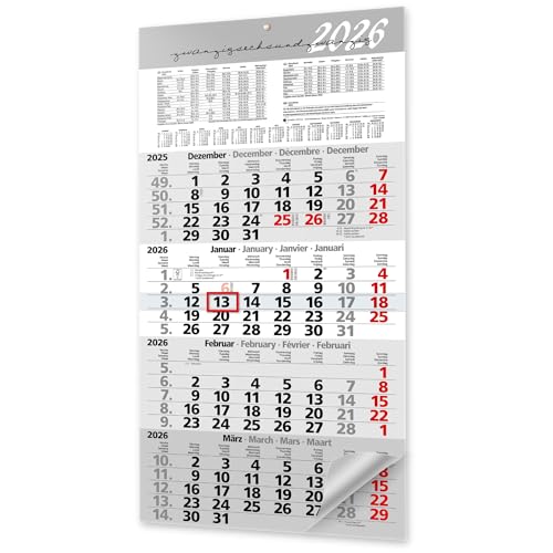 4 Monatskalender 2026 Wandkalender mit Schieber – Kalender 2026 Wandkalender zum Aufhängen – Übersichtlicher Kalender 4 Monate groß mit Schulferien, 59 x 30 cm