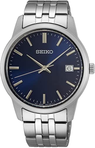 Seiko Herren-Uhr Quarz Edelstahl mit Edelstahlband SUR399P1, Blau