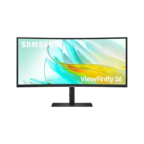 Samsung ViewFinity S65UC Curved Monitor 34 Zoll, Mit Lautsprechern, Bildschirm mit VA-Panel, 3.440 x 1.440 Pixel, Bildwiederholrate 100 Hz, Reaktionszeit 5 ms, 90 W Laden via USB-C, Pivot