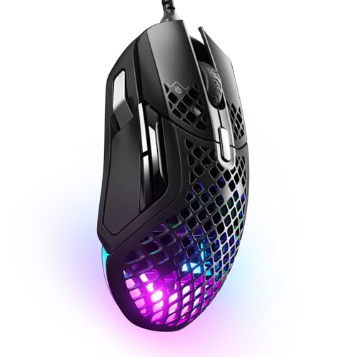 SteelSeries Aerox 5 - RGB Gaming-Mouse mit Öffnungen in der Oberfläche - Federleicht und wasserabweisend - Optischer TrueMove Air-Sensor mit 18.000 DPI