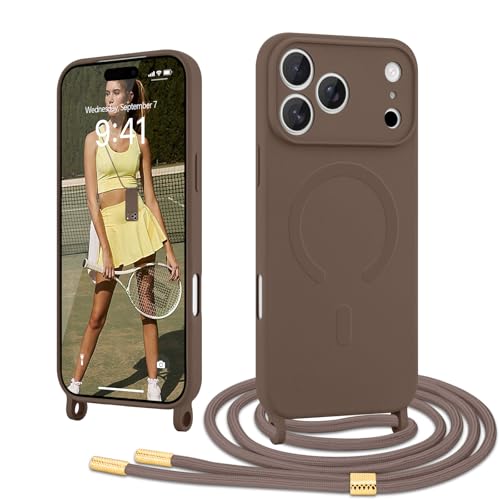Ethanger Handyband für iPhone 17 Pro Hülle mit Band, Braun