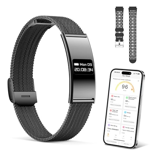 Fitness Tracker, Smartwatch Damen Herren, 24H Überwachung von Herzfrequenz, Druck, Blutsauerstoffsättigung,Schlafstatus, 20 Sportmodi, Schrittzähler IP68 Wasserdicht mit 2 Uhrenarmbänder (Schwarz)